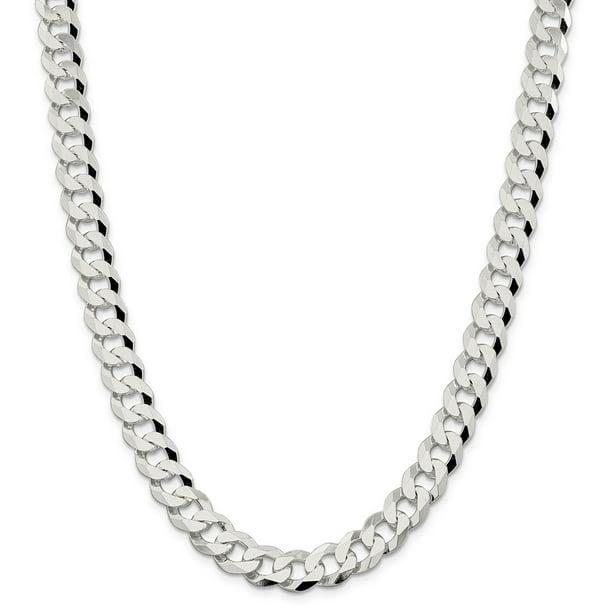 Solid 925 Sterling Silver 5.5mm Beveled Cuban Curb Chain Necklace with Secure Lobster Lock Clasp 